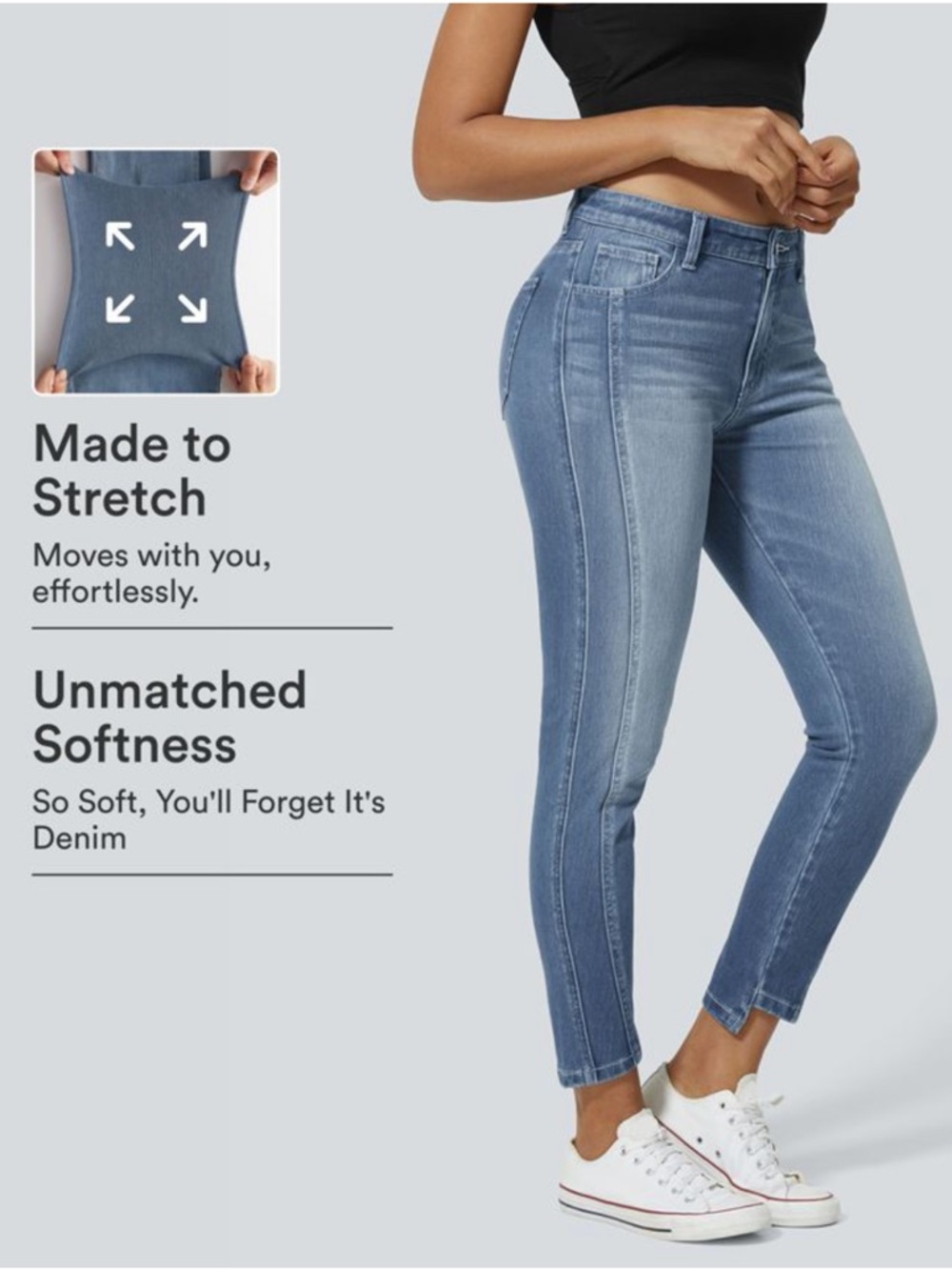 Halara Flex Denim Casual Skinny Jean Style 02677449 Stretch Med Light Wash Sz 16 - Picture 2 of 15